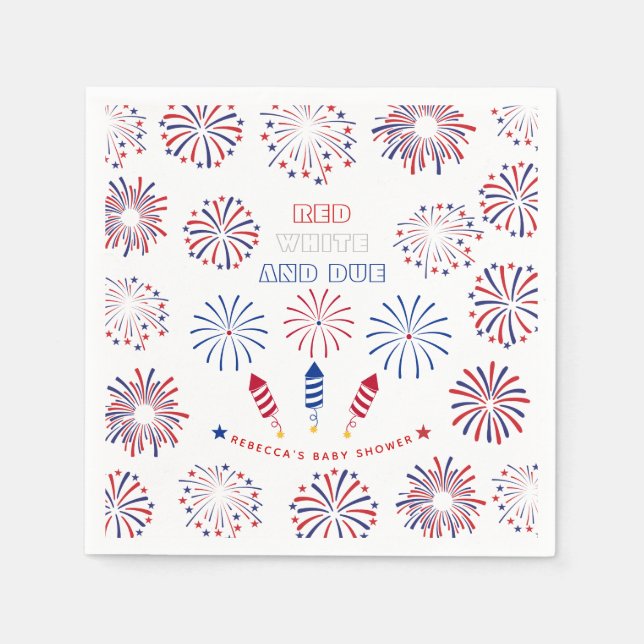 Serviette En Papier Baby shower Red White 4 juillet pétards (Devant)