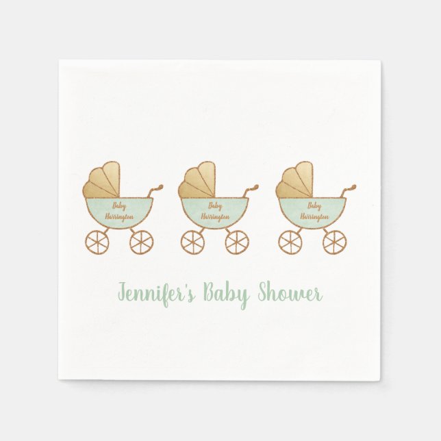 Serviette En Papier Baby shower Retro Pastel Green Carrières (Devant)