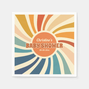 Serviette En Papier Baby shower rétro Vintage Sun Rainbow