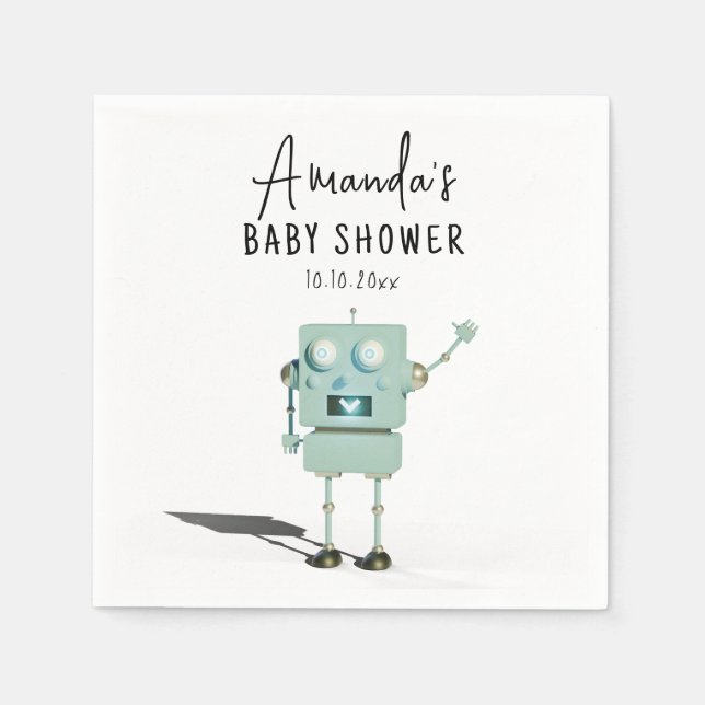 Serviette En Papier Baby shower robot (Devant)
