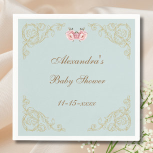 Serviette En Papier Baby shower Rococo Rococo Rococo Fleurs Vintages
