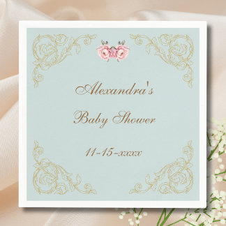 Serviette En Papier Baby shower Rococo Rococo Rococo Fleurs Vintages