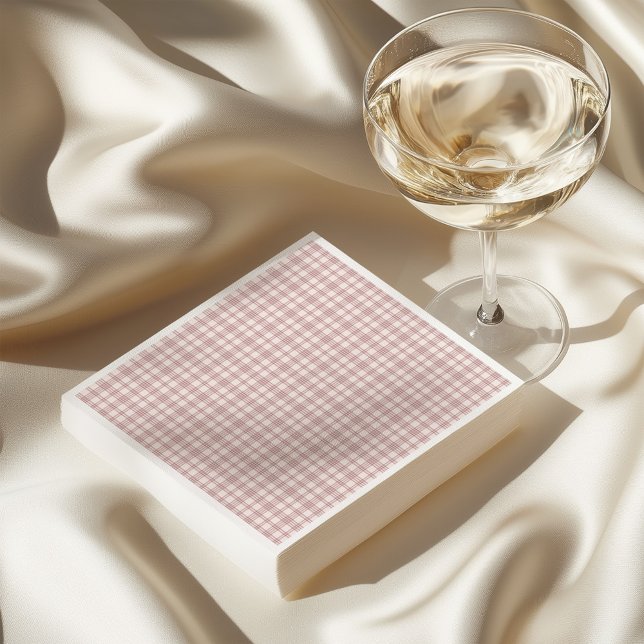 Serviette En Papier Baby shower rose à carreaux préppy de campagne (Créateur téléchargé)