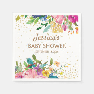 Serviette En Papier Baby shower rose bleu jaune Parties scintillant or