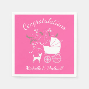 Serviette En Papier Baby shower rose Chihuahua