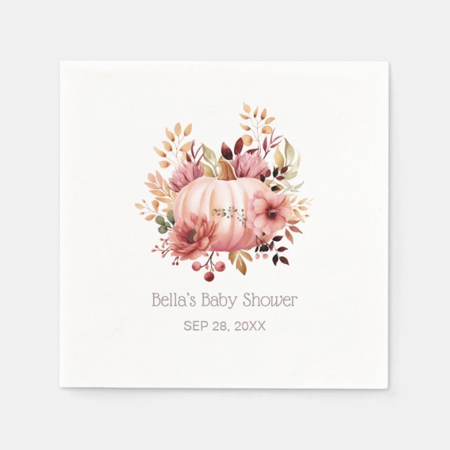 Serviette En Papier Baby shower rose Citrouille (Devant)