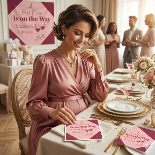 Serviette En Papier Baby Shower Rose et Rouge "A Tini One"