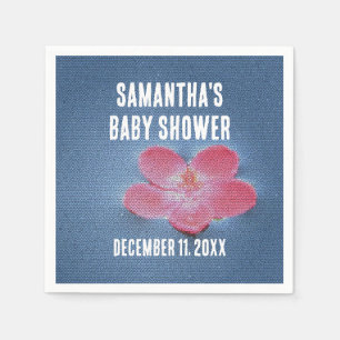 Serviette En Papier Baby shower Rose Fleur Bleu Eau Florale
