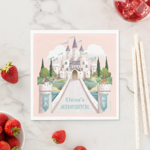 Serviette En Papier Baby shower rose illustré de Storybook