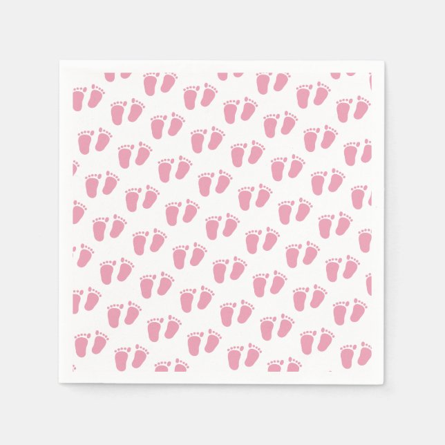Serviette En Papier Baby shower rose pieds bébé (Devant)