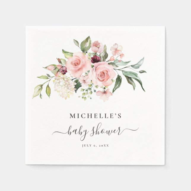 Serviette En Papier Baby shower Roses roses (Devant)