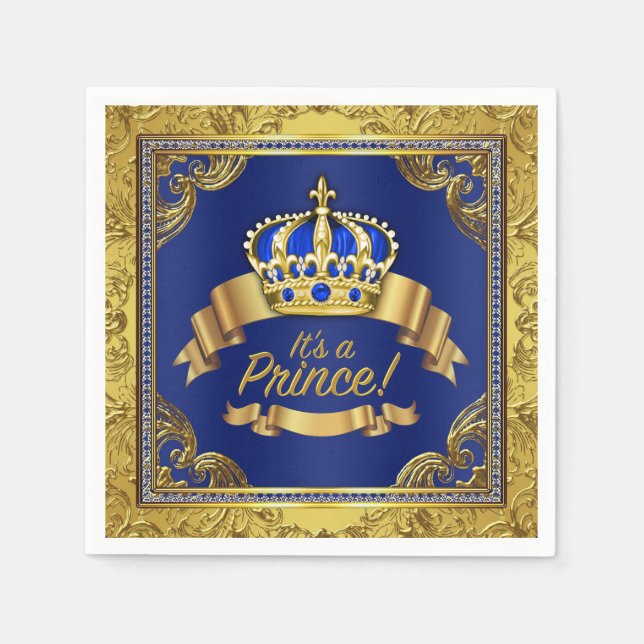 Serviette En Papier Baby shower Royal Blue Gold (Devant)