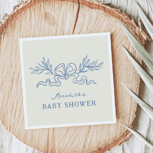 Serviette En Papier Baby Shower Ruban Botanique Bleu