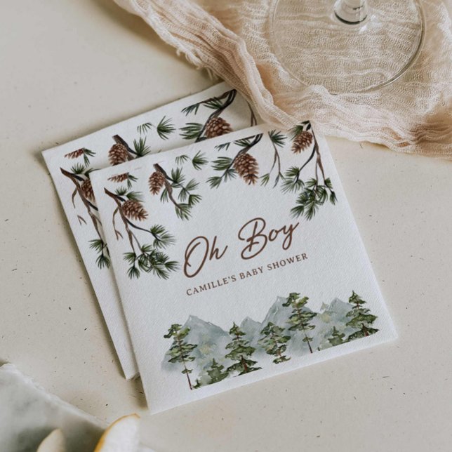 Serviette En Papier Baby shower Rustic Forest Boy (Oh Baby Rustic Woodland Baby Shower Paper Napkins
)