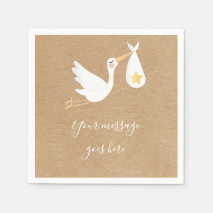 Serviette En Papier Baby shower Rustic Kraft Special Delivery Stork