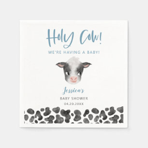 Serviette En Papier Baby shower rustique Bleu Sainte Vache
