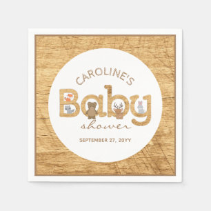 Serviette En Papier Baby shower Rustique des animaux forestiers