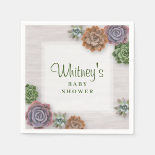 Serviette En Papier Baby shower rustique des succulents