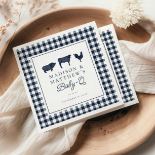 Serviette En Papier Baby shower rustique Plaid bleu Pays BBQ