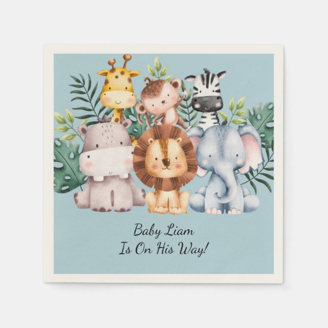 SERVIETTE EN PAPIER BABY SHOWER SAFARI (Devant)