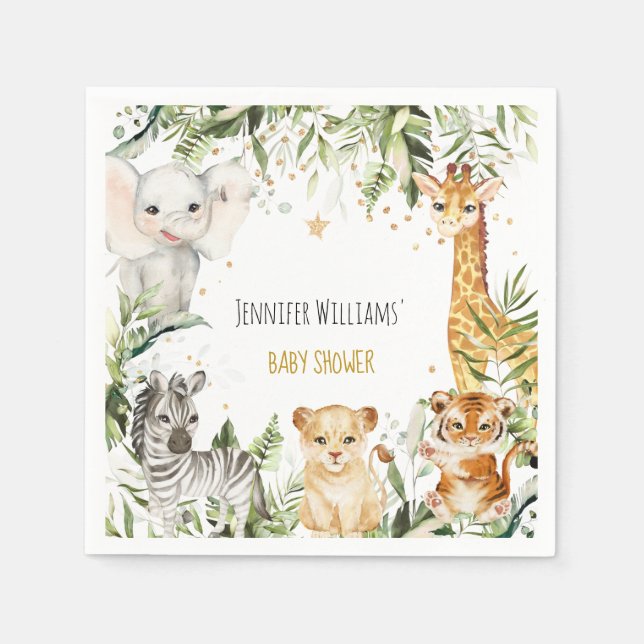 Serviette En Papier Baby shower Safari Baby Animals (Devant)