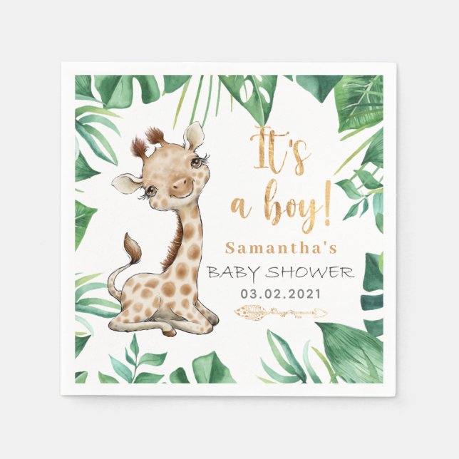 Serviette En Papier Baby shower Safari Wild Giraffe serviettes (Devant)