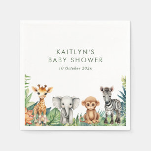 Serviette En Papier Baby shower Safari Wild One Jungle