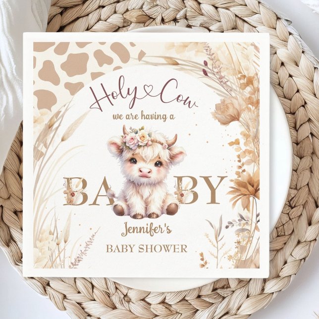 Serviette En Papier Baby shower Saint-Vache Boho Genre Livre neutre (Créateur téléchargé)