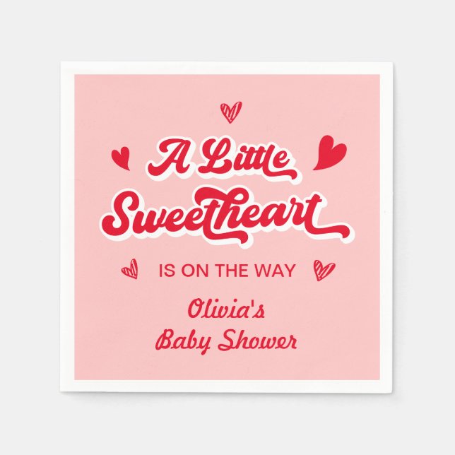 Serviette En Papier Baby shower Saint-Valentin Red Pink (Devant)