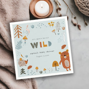 Serviette En Papier Baby shower sauvage bleu Poudre Bois Animaux