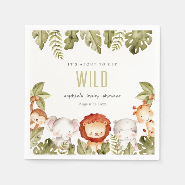 Serviette En Papier Baby shower sauvage de Safari Tropical Animaux (Devant)