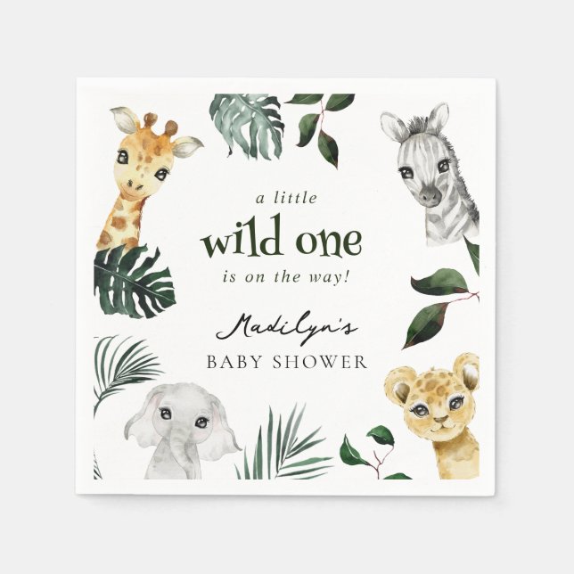 Serviette En Papier Baby shower sauvage d'une jungle (Devant)