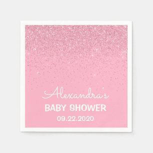 Serviette En Papier Baby shower scintillant Girly rose de parties