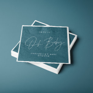 Serviette En Papier Baby shower script moderne bleu turquoise élégant