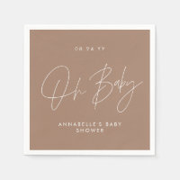 Baby shower script moderne brun naturel élégant