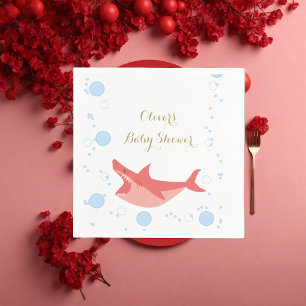 Serviette En Papier Baby shower Shark Summer Red und Blue Bubbles