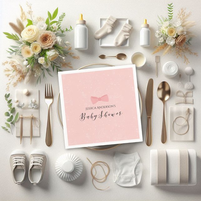 Serviette En Papier Baby shower Simplement Rose Bow (Créateur téléchargé)