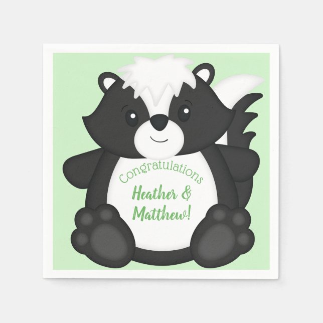 Serviette En Papier Baby shower Skunk Green (Devant)