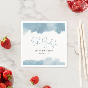 Serviette En Papier Baby shower Sky Blue Watercolor