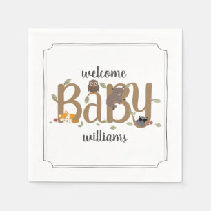 Serviette En Papier Baby shower Sleepy Woodland Animaux