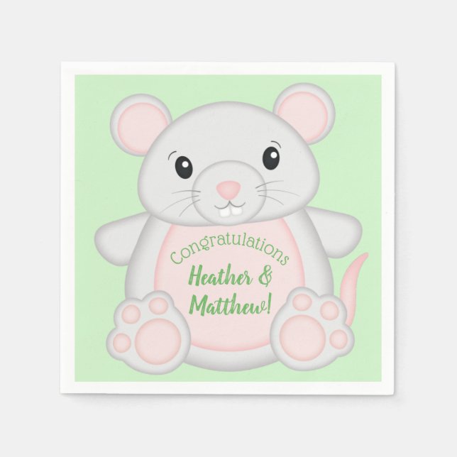 Serviette En Papier Baby shower souris (Devant)