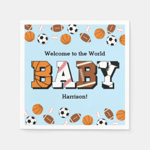 Serviette En Papier Baby shower sportif Co-ed Theme Boy Blue