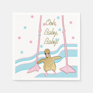 Serviette En Papier Baby shower Standard Napkin "Gold Flamant rose Bab