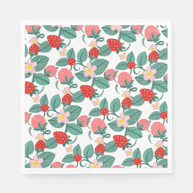 Serviette En Papier Baby shower sucré aux fraises illustré (Devant)