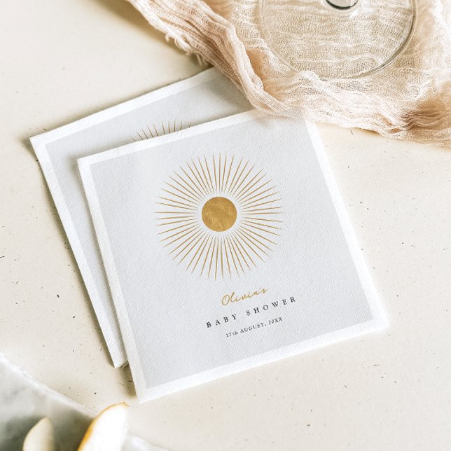 Serviette En Papier Baby shower Sunshine moderne Papier minimal Napkin (Créateur téléchargé)