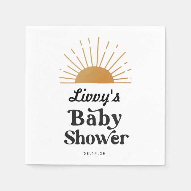 Serviette En Papier Baby shower Sunshine rétro (Devant)