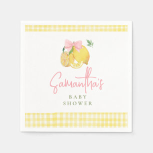 Serviette En Papier Baby shower sur le thème du citron rose pastel cit