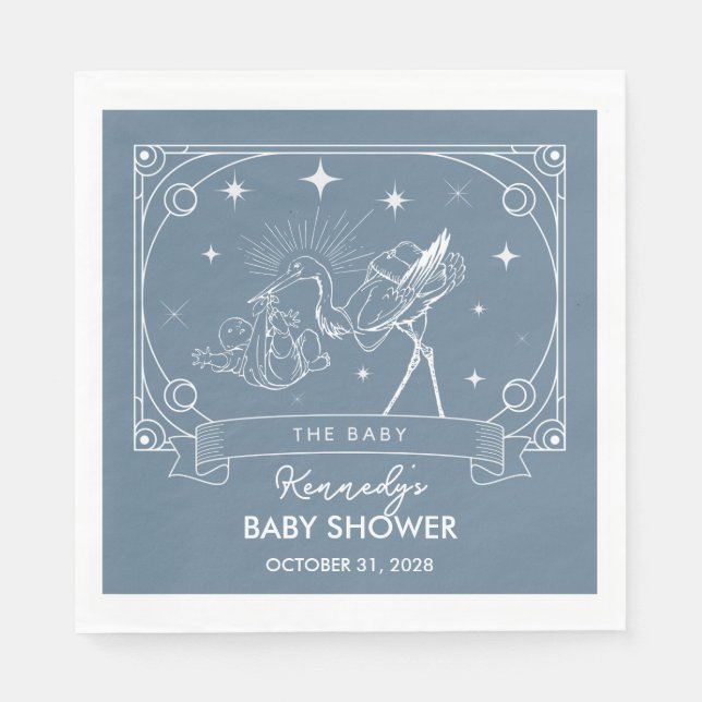 Serviette En Papier Baby shower Tarot bleu Napkin (Devant)