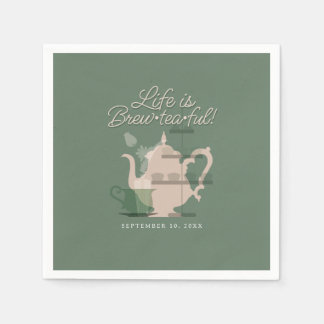 Serviette En Papier Baby shower Tea Party Cute Minimaliste Chic Vert