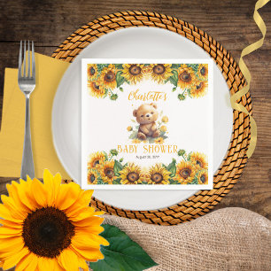 Serviette En Papier Baby shower Teddy Bear et Sunflower